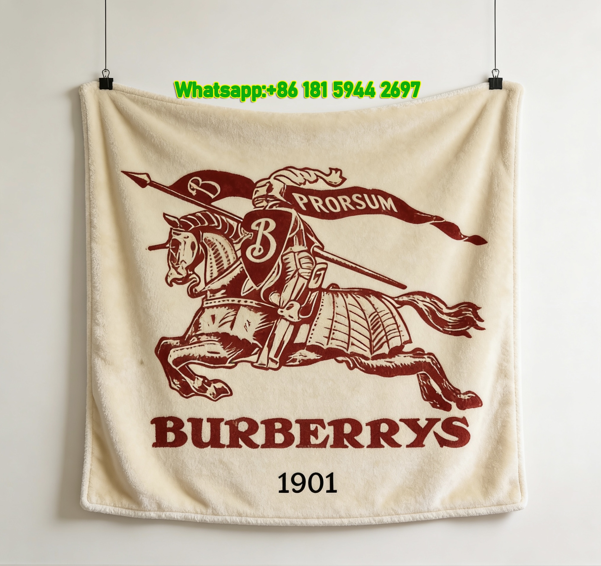 Burberry Beach Pocket Bag Print Flannel Sofa Throw Blanket B077